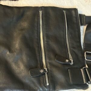 Sleek Black Leather Crossbody Bag